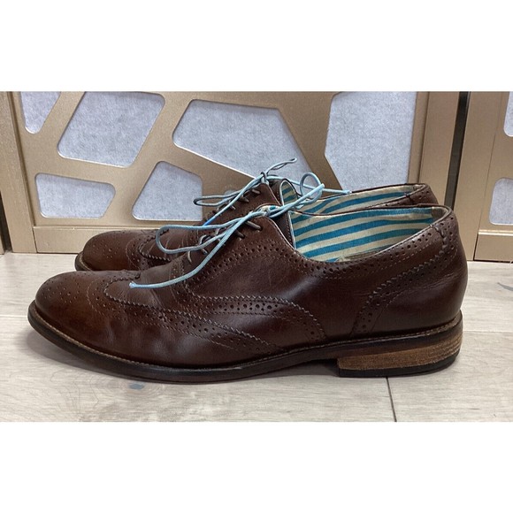 J Shoes Mens Charlie Oxford Wingtip Dress Shoes Brown Leather Round Toe Size 11 main image 4